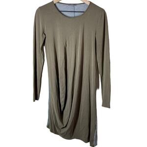 Zara Asymmetrical Green Drape Long Sleeve Bodycon Dress Size Small